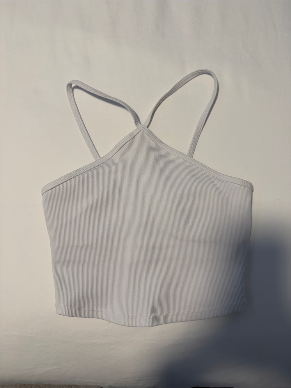 Alo Women’s Ribbed White Cropped Cami Tank Top